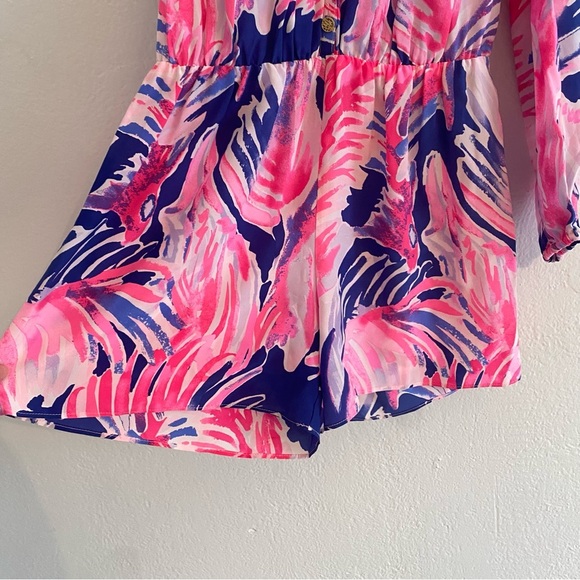 Lilly Pulitzer sunny shoulder Elsa 100% silk romper size XS - Picture 6 of 10
